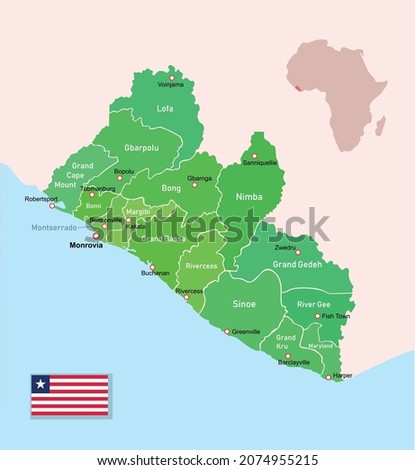 Liberia regions map. Vector illustration