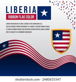 Liberia ribbon flag with Shield Flag and decoration