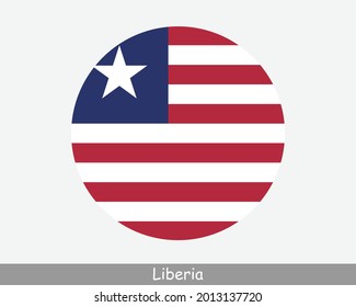 Liberia Round Circle Flag. Liberian Circular Button Banner Icon. EPS Vector
