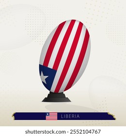 Liberia Rugby Ball on Rugby Kicking Tees with Modern Design. Illustration perfect for sports, national pride, and rugby-related projects.