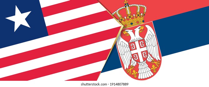 Banderas de Liberia y Serbia, dos banderas vectoriales símbolo de relación o enfrentamiento.