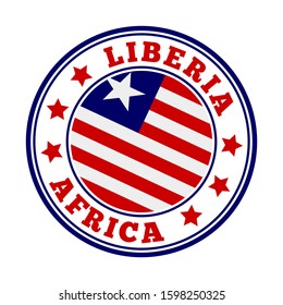 Liberia sign. Round country logo with flag of Liberia. Vector illustration.