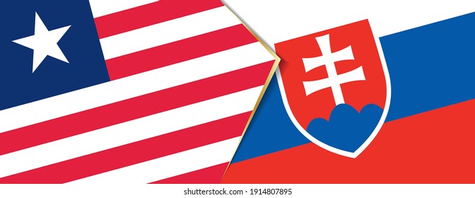 Liberia and Slovakia flags, two vector flags symbol of relationship or confrontation.