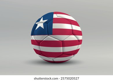 Liberia soccer ball featuring the national flag design on a gray background