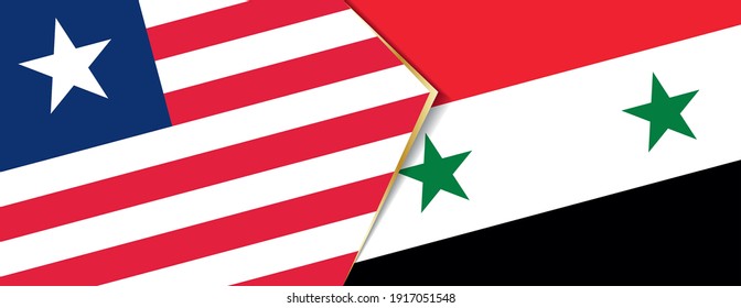 Liberia and Syria flags, two vector flags symbol of relationship or confrontation.