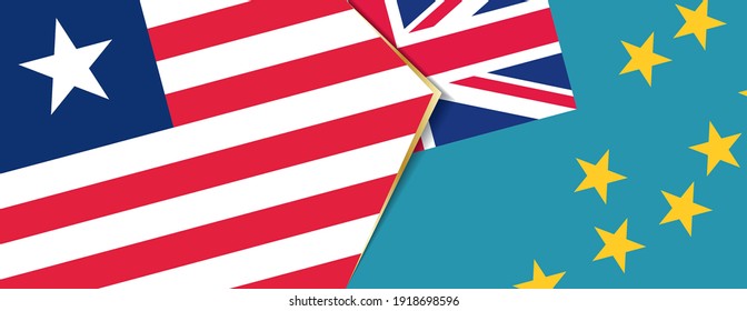 Liberia and Tuvalu flags, two vector flags symbol of relationship or confrontation.