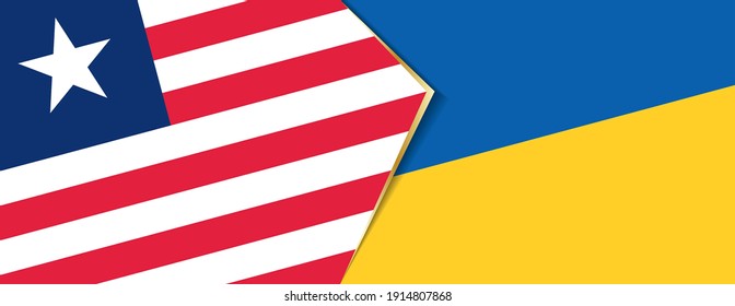 Liberia and Ukraine flags, two vector flags symbol of relationship or confrontation.