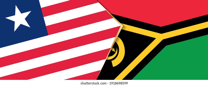 Liberia und Vanuatu Flaggen, zwei Vektorfahnen Symbol der Beziehung oder Konfrontation.