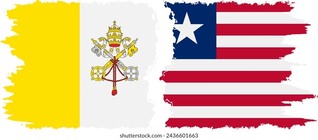 Liberia and Vatican grunge flags connection, vector