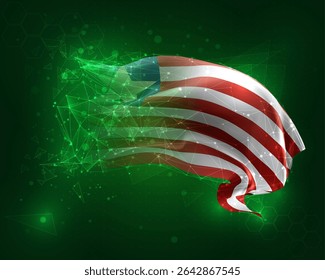 Liberia, vector 3d flag on green background and numbers