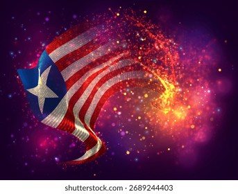 Liberia, Vector 3d con un toque de puntos de pintura, explosión de puntos de colores