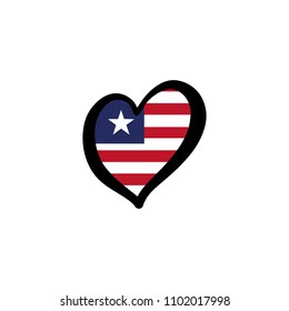 Liberia Vector Flag Inside heart shape graphic element Illustration template design