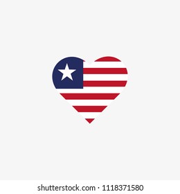 Liberia Vector Flag Inside heart shape graphic element Illustration template design
