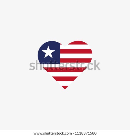 Liberia Vector Flag Inside heart shape graphic element Illustration template design
