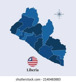 Liberia Vector Map And Flag, Flag Map Of Liberia, Vector