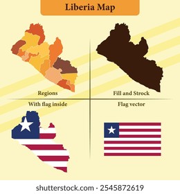 Liberia vector map with regions black silhouette flag overlay and standalone flag ideal for educational materials infographics and design projects showcasing Azerbaijan geography and identity