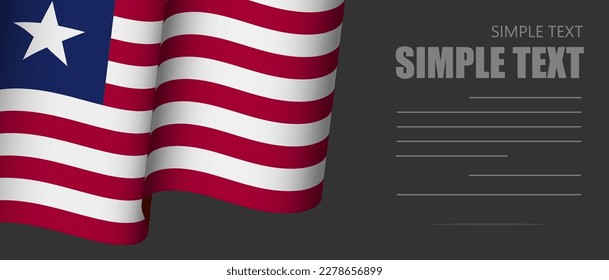 liberia waving flag Grey background,3D liberia flag moving wind blowing,banner ribbon flag on dark background,Horizontal vector flag poster.liberia celebrate Day holiday vacation.