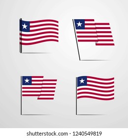 Liberia waving flag set