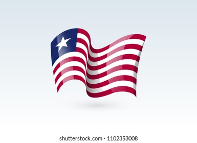 Liberia waving flag vector icon, national symbol. Flag of Liberia, fluttered in the wind - vector illustration isolated on white background.