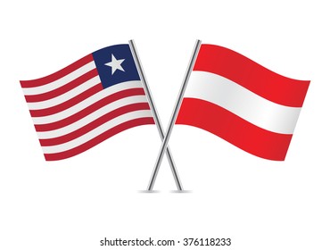 Liberian and Austrian  flags. Vector illustration.