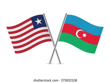 Liberian and Azerbaijan flags. Vector illustration.