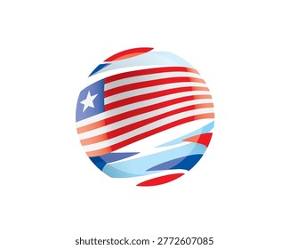 The Liberian flag in an abstract sphere