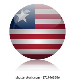 Liberian flag glass button vector illustration