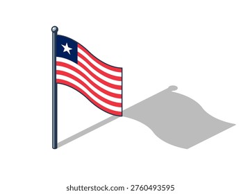 Liberian flag isometric vector illustration with shadow Liberian flag