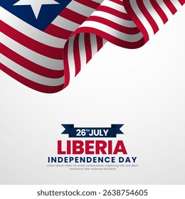 Liberian flag for Liberia independence day square banner background with realistic flag