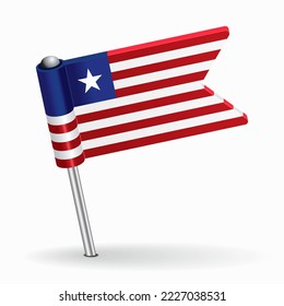 Liberian flag map pointer layout. Vector illustration.