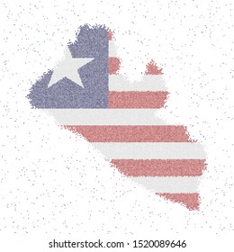 Liberian flag mosaic map. Vector illustration.