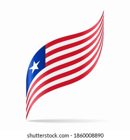 Liberian flag wavy abstract background. Vector illustration.