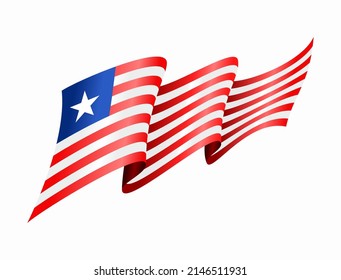 Liberian flag wavy abstract background. Vector illustration.