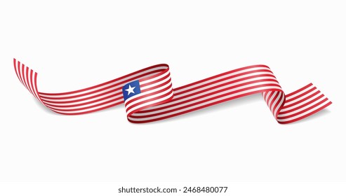 Liberian flag wavy abstract background. Vector illustration.