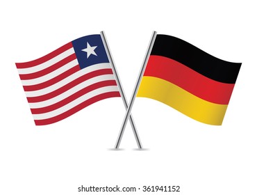 Liberian and German  flags. Vector illustration.