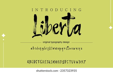 Liberta brush stroke handwritten alphabet vector sans serif font design