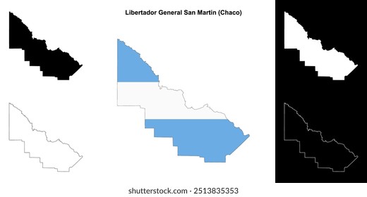 Libertador General San Martin department (Chaco) outline map set