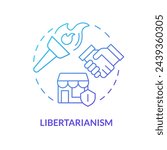 Libertarianism ideology blue gradient concept icon. Individual freedom rights, autonomy. Economic prosperity, free market. Round shape line illustration. Abstract idea. Graphic design. Easy to use