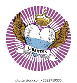 Libertas. T-shirt design featuring a winged heart in the colors of the San Marino. svg