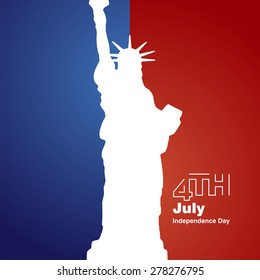 Liberty 4th July white logo blue red background