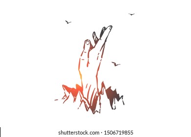 Liberty, autonomy, determination concept sketch. Hand drawn isolated vector
