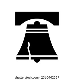 Liberty bell glyph icon. Clipart image isolated on white background