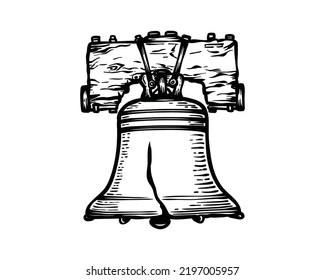 Liberty bell Hand drawn Vintage Illustration Sign Symbol Icon Vector