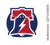 liberty bell logo vector, simple flat design.