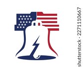 liberty bell logo vector, simple flat design.