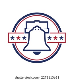 liberty bell logo vector, simple flat design.