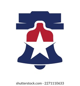 liberty bell logo vector, simple flat design.