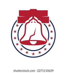 liberty bell logo vector, simple flat design.