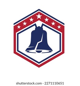 liberty bell logo vector, simple flat design.