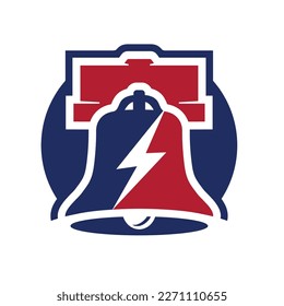 liberty bell logo vector, simple flat design.